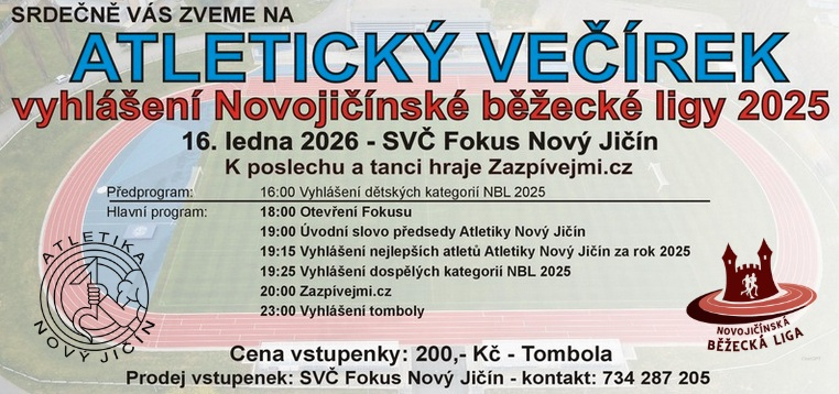 ATLETICKÝ VEČÍREK – VYHLÁŠENÍ NOVOJIČÍNSKÉ BĚŽECKÉ LIGY 2025