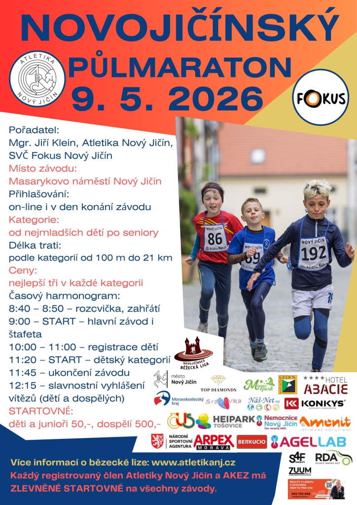 NOVOJIČÍNSKÝ PŮLMARATON 2026 – DĚTSKÉ ZÁVODY